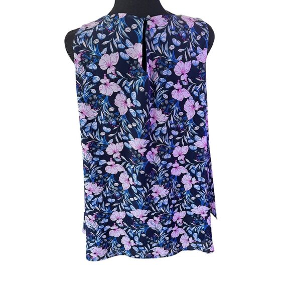 Vince Camuto Navy Floral Spring Injection Sleeveless Roundneck Blouse Sz‎ XXL - Picture 3 of 8